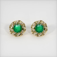 <span>0.74</span>&nbsp;<span class="tooltip-light">Ct.Tw.<span class="tooltiptext">Total Carat Weight</span></span> Emerald Earrings, 18K Yellow Gold 1