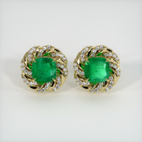 <span>1.33</span>&nbsp;<span class="tooltip-light">Ct.Tw.<span class="tooltiptext">Total Carat Weight</span></span> Emerald Earrings, 18K Yellow Gold 1