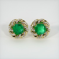 2.63 Ct.Tw. Emerald Earrings, 18K Yellow Gold 1