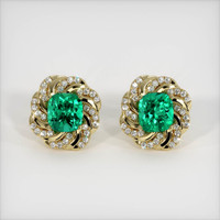 3.63 Ct.Tw. Emerald Earrings, 18K Yellow Gold 1