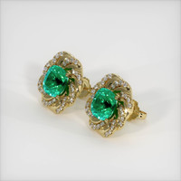 3.63 Ct.Tw. Emerald Earrings, 18K Yellow Gold 2