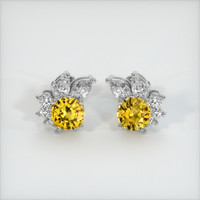 <span>1.59</span> <span class="tooltip-light">Ct.Tw.<span class="tooltiptext">Total Carat Weight</span></span> Yellow Sapphire Earrings, Platinum 950 1