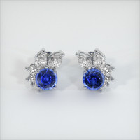 0.75 Ct.Tw. Blue Sapphire Earrings, Platinum 950 1
