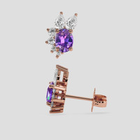 <span>1.09</span> <span class="tooltip-light">Ct.Tw.<span class="tooltiptext">Total Carat Weight</span></span> Purple Sapphire Earrings, 14K Rose Gold 2