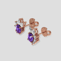 <span>1.09</span> <span class="tooltip-light">Ct.Tw.<span class="tooltiptext">Total Carat Weight</span></span> Purple Sapphire Earrings, 14K Rose Gold 3