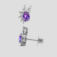 <span>1.09</span> <span class="tooltip-light">Ct.Tw.<span class="tooltiptext">Total Carat Weight</span></span> Purple Sapphire Earrings, 14K White Gold 2