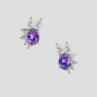 <span>1.09</span>&nbsp;<span class="tooltip-light">Ct.Tw.<span class="tooltiptext">Total Carat Weight</span></span> Purple Sapphire Earrings, 18K White Gold 1