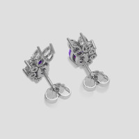 <span>1.09</span>&nbsp;<span class="tooltip-light">Ct.Tw.<span class="tooltiptext">Total Carat Weight</span></span> Purple Sapphire Earrings, 18K White Gold 4
