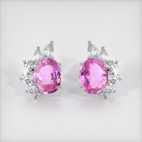 5.03 Ct.Tw. Pink Sapphire Earrings, 18K White Gold 1