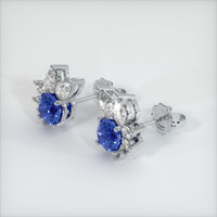 0.75 Ct.Tw. Blue Sapphire Earrings, 18K White Gold 2