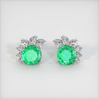 <span>3.23</span> <span class="tooltip-light">Ct.Tw.<span class="tooltiptext">Total Carat Weight</span></span> Emerald Earrings, 18K White Gold 1