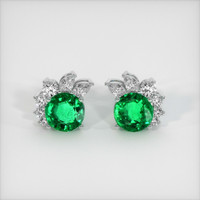 <span>3.20</span> <span class="tooltip-light">Ct.Tw.<span class="tooltiptext">Total Carat Weight</span></span> Emerald Earrings, 18K White Gold 1