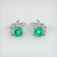 1.73 Ct.Tw. Emerald Earrings, 18K White Gold 1