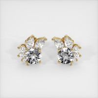 1.13 Ct.Tw. White Sapphire Earrings, 14K Yellow Gold 1