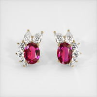 <span>1.21</span>&nbsp;<span class="tooltip-light">Ct.Tw.<span class="tooltiptext">Total Carat Weight</span></span> Ruby Earrings, 14K Yellow Gold 1