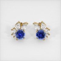 0.75 Ct.Tw. Blue Sapphire Earrings, 14K Yellow Gold 1