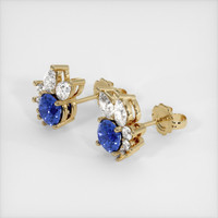 0.75 Ct.Tw. Blue Sapphire Earrings, 14K Yellow Gold 2