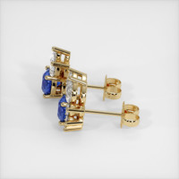 0.75 Ct.Tw. Blue Sapphire Earrings, 14K Yellow Gold 3