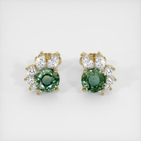 1.72 Ct.Tw. Green Sapphire Earrings, 14K Yellow Gold 1