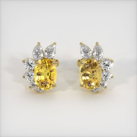 <span>2.65</span>&nbsp;<span class="tooltip-light">Ct.Tw.<span class="tooltiptext">Total Carat Weight</span></span> Yellow Sapphire Earrings, 14K Yellow Gold 1