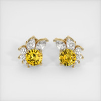 <span>1.59</span>&nbsp;<span class="tooltip-light">Ct.Tw.<span class="tooltiptext">Total Carat Weight</span></span> Yellow Sapphire Earrings, 18K Yellow Gold 1