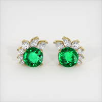 <span>3.20</span> <span class="tooltip-light">Ct.Tw.<span class="tooltiptext">Total Carat Weight</span></span> Emerald Earrings, 18K Yellow Gold 1