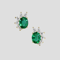 <span>2.64</span> <span class="tooltip-light">Ct.Tw.<span class="tooltiptext">Total Carat Weight</span></span> Emerald Earrings, 18K Yellow Gold 1
