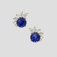 <span>3.85</span> <span class="tooltip-light">Ct.Tw.<span class="tooltiptext">Total Carat Weight</span></span> Blue Sapphire Earrings, 18K Yellow Gold 1