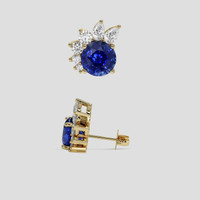 <span>3.85</span> <span class="tooltip-light">Ct.Tw.<span class="tooltiptext">Total Carat Weight</span></span> Blue Sapphire Earrings, 18K Yellow Gold 2
