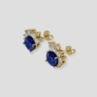 <span>3.85</span> <span class="tooltip-light">Ct.Tw.<span class="tooltiptext">Total Carat Weight</span></span> Blue Sapphire Earrings, 18K Yellow Gold 3