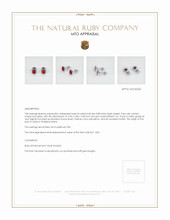 Ruby Earrings 0.88 Ct.Tw.Total Carat Weight, Platinum 950 Appraisal