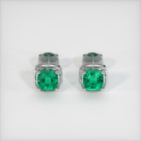 <span>0.91</span>&nbsp;<span class="tooltip-light">Ct.Tw.<span class="tooltiptext">Total Carat Weight</span></span> Emerald Earrings, 18K White Gold 1