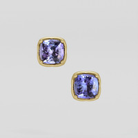 <span>4.71</span> <span class="tooltip-light">Ct.Tw.<span class="tooltiptext">Total Carat Weight</span></span> Violetish Blue Tanzanite Earrings, 14K Yellow Gold 1