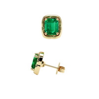 2.85 Ct.Tw. Emerald Earrings, 18K Yellow Gold 2