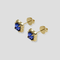 <span>1.24</span> <span class="tooltip-light">Ct.Tw.<span class="tooltiptext">Total Carat Weight</span></span> Blue Sapphire Earrings, 18K Yellow Gold 3