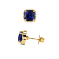 3.07 Ct.Tw. Blue Sapphire Earrings, 18K Yellow Gold 2