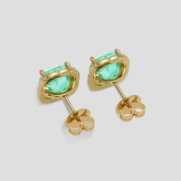<span>3.07</span> <span class="tooltip-light">Ct.Tw.<span class="tooltiptext">Total Carat Weight</span></span> Emerald Earrings, 18K Yellow Gold 4