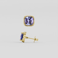 <span>4.71</span>&nbsp;<span class="tooltip-light">Ct.Tw.<span class="tooltiptext">Total Carat Weight</span></span> Violetish Blue Tanzanite Earrings, 18K Yellow Gold 2