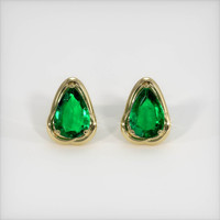 <span>3.50</span>&nbsp;<span class="tooltip-light">Ct.Tw.<span class="tooltiptext">Total Carat Weight</span></span> Emerald Earrings, 18K Yellow Gold 1