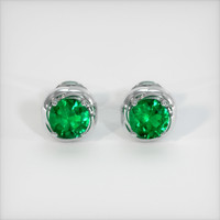 <span>1.44</span>&nbsp;<span class="tooltip-light">Ct.Tw.<span class="tooltiptext">Total Carat Weight</span></span> Emerald Earrings, Platinum 950 1