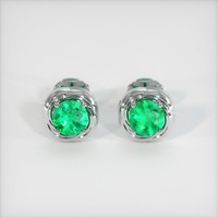 Emerald Earrings 0.79 Ct.Tw.Total Carat Weight, 18K White Gold Preview
