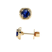 0.65 Ct.Tw. Blue Sapphire Earrings, 14K Yellow Gold 2