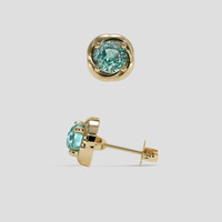 <span>1.95</span>&nbsp;<span class="tooltip-light">Ct.Tw.<span class="tooltiptext">Total Carat Weight</span></span> Bluish Green Sapphire Earrings, 18K Yellow Gold 2