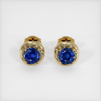 <span>2.82</span> <span class="tooltip-light">Ct.Tw.<span class="tooltiptext">Total Carat Weight</span></span> Blue Sapphire Earrings, 18K Yellow Gold 1