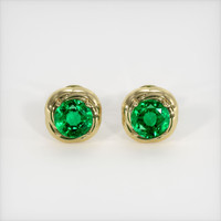 <span>1.03</span>&nbsp;<span class="tooltip-light">Ct.Tw.<span class="tooltiptext">Total Carat Weight</span></span> Emerald Earrings, 18K Yellow Gold 1