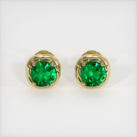 <span>0.75</span>&nbsp;<span class="tooltip-light">Ct.Tw.<span class="tooltiptext">Total Carat Weight</span></span> Emerald Earrings, 18K Yellow Gold 1