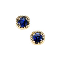 0.65 Ct.Tw. Blue Sapphire Earrings, 18K Yellow Gold 1
