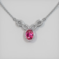 2.06 Ct. Purplish Pink Sapphire Necklace, 14K White Gold 1