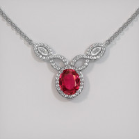 1.39 Ct. Purplish Red Ruby Necklace, 14K White Gold 1