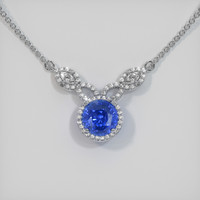 2.35 Ct. Blue Sapphire Necklace, 14K White Gold 1